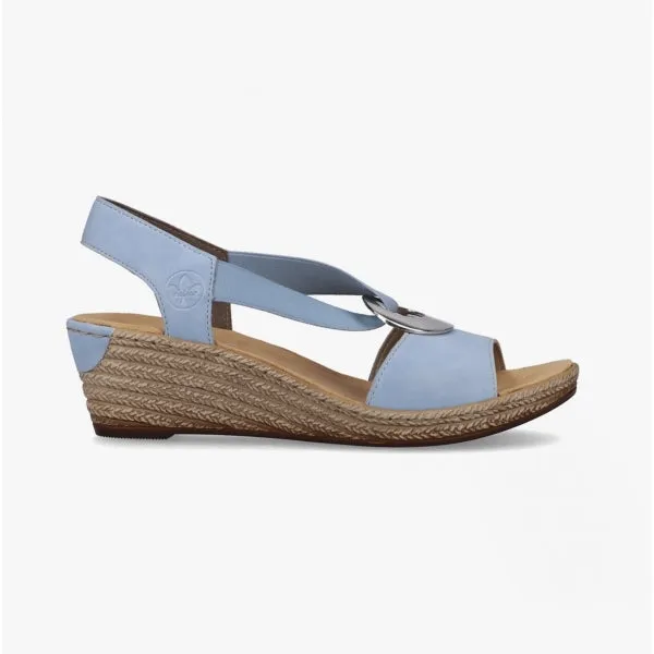 624H6-10 Ladies Slingback Wedge Sandals Blue