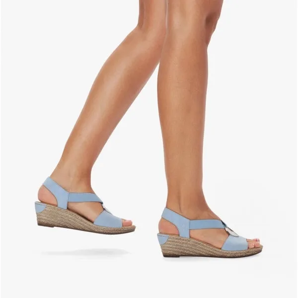 624H6-10 Ladies Slingback Wedge Sandals Blue