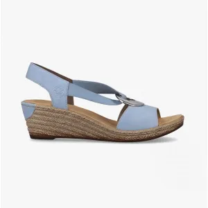 624H6-10 Ladies Slingback Wedge Sandals Blue