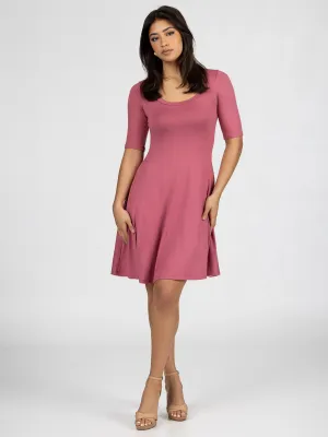 A Line Knee Length Dress with Elbow Length Sleeves