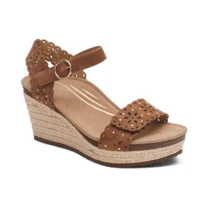 Aetrex Sydney Wedge Sandal Leather Scotch Women's
