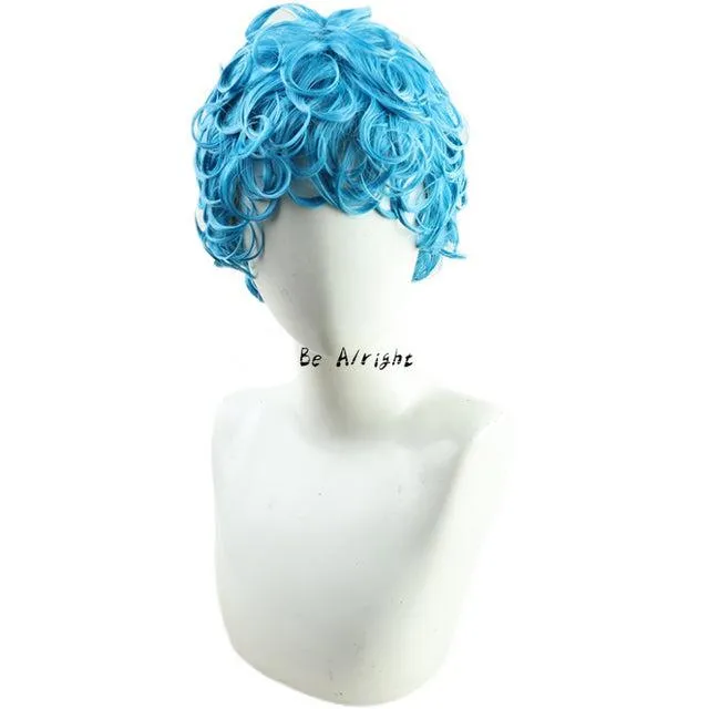 Anime JoJos Bizarrere Adventurere Ghiaccioio Cosplay Shoes Boots Custom Made Halloween Party Cosplay Costume Props Blue Curly Short Wig