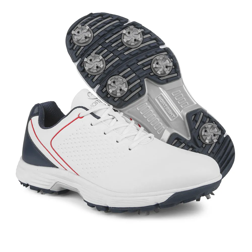 Ask Echo  G617 Men's Professional Spikes Golf Shoes / White-Blue
