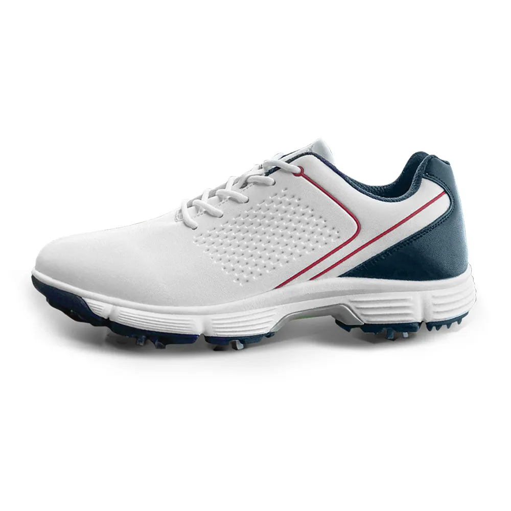 Ask Echo  G617 Men's Professional Spikes Golf Shoes / White-Blue