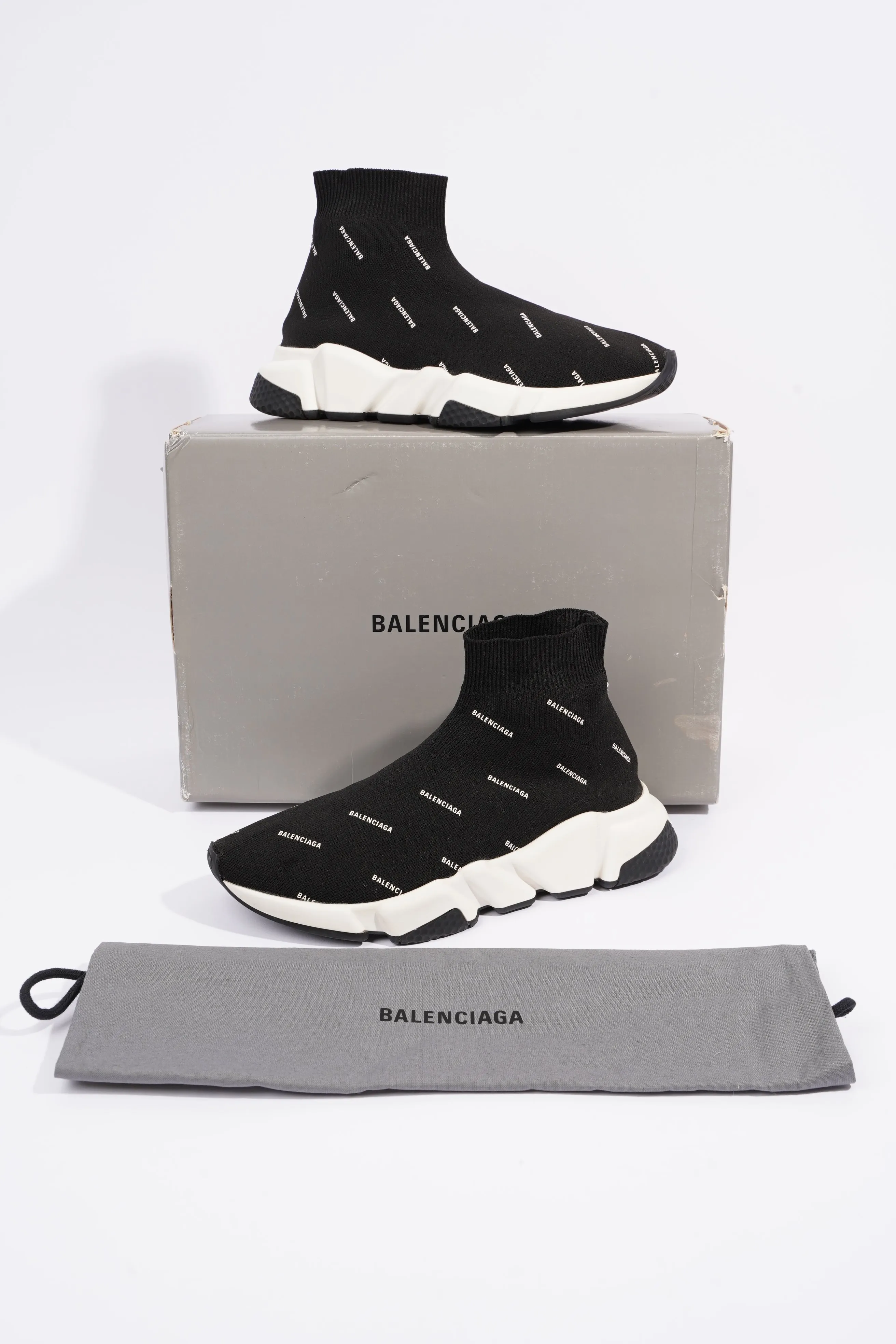 Balenciaga Womens Speed Black Printed All Over EU 37 / UK 4