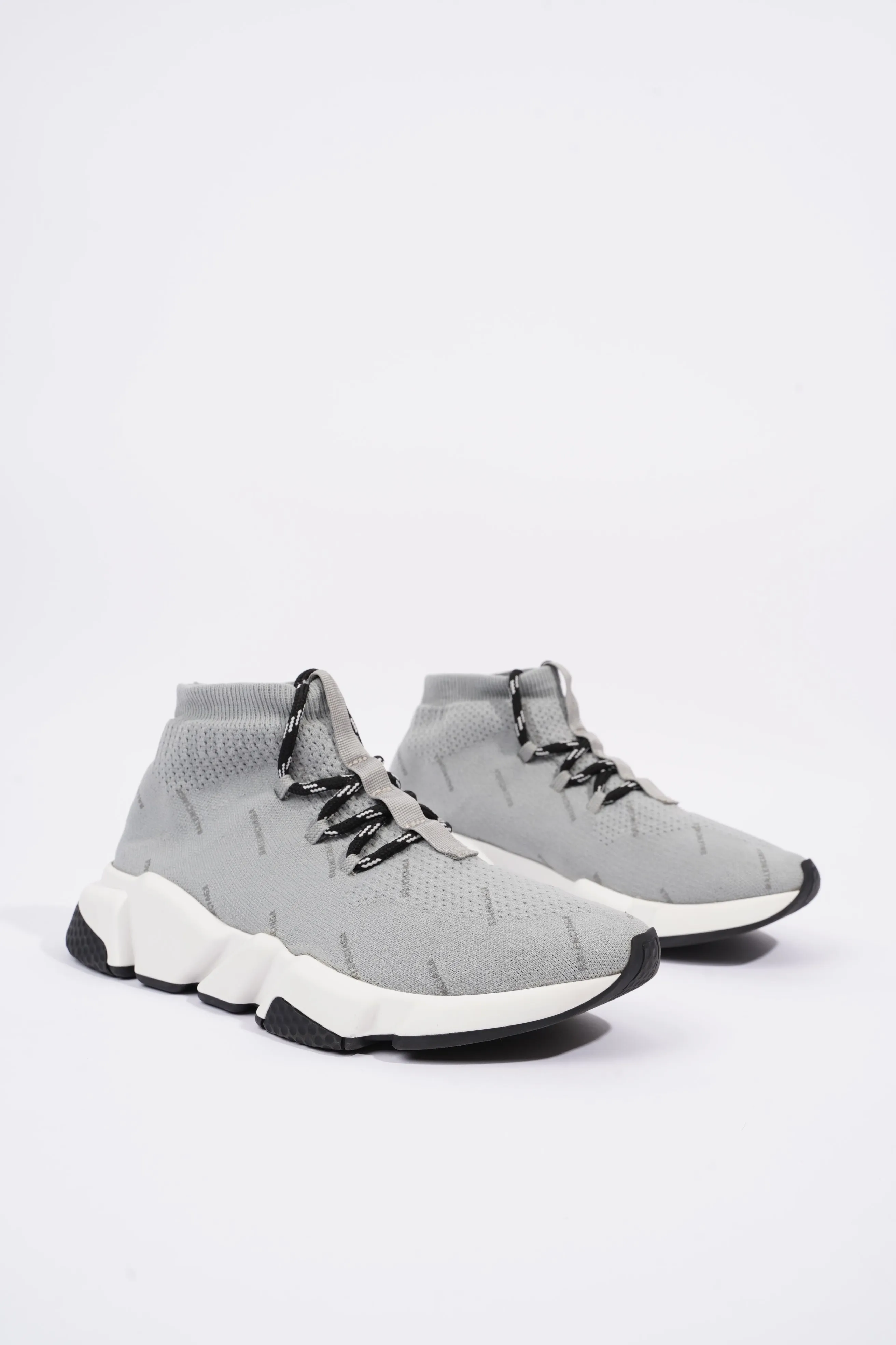 Balenciaga Womens Speed Lace Up Grey Logo All Over EU 38 / UK 5