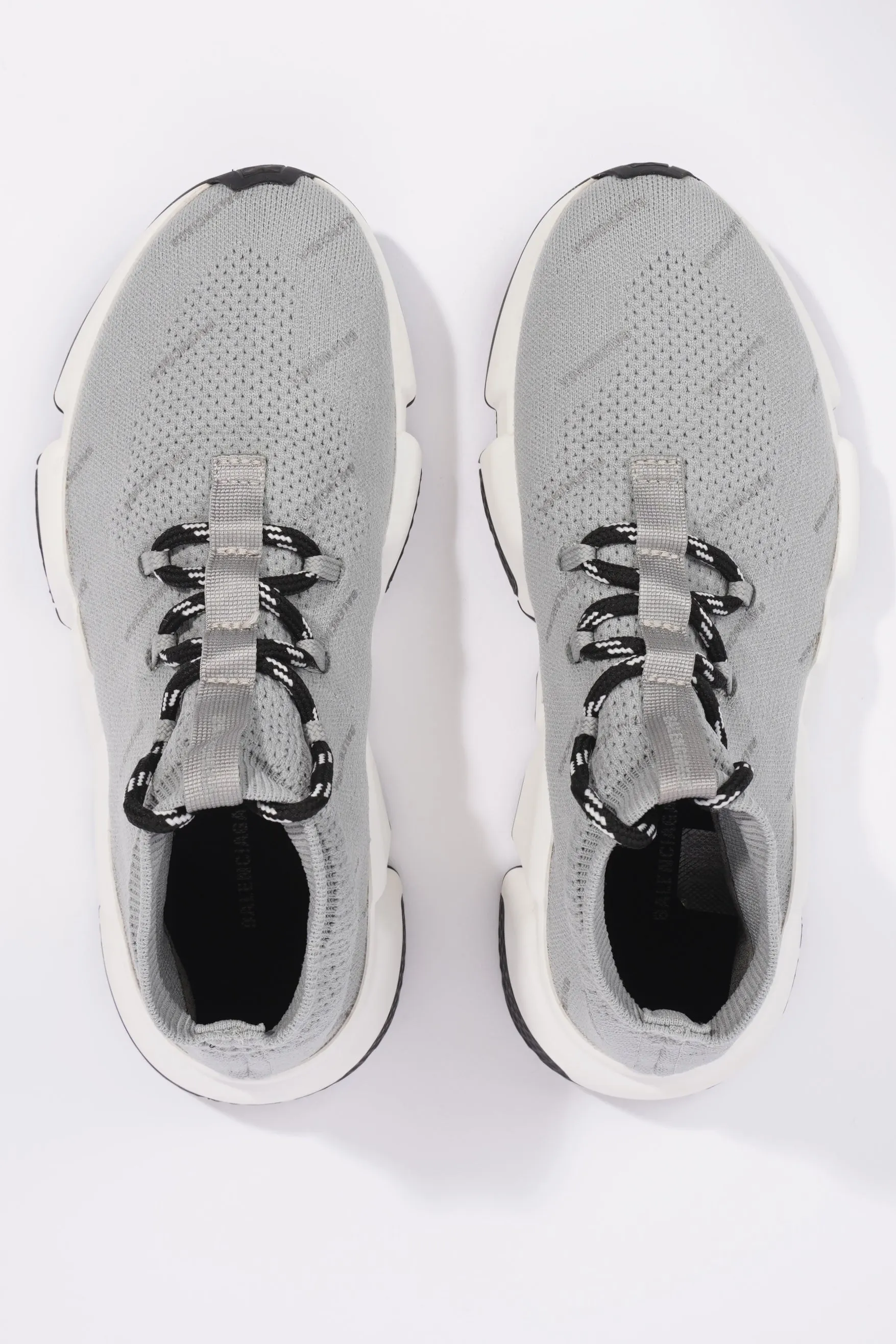 Balenciaga Womens Speed Lace Up Grey Logo All Over EU 38 / UK 5