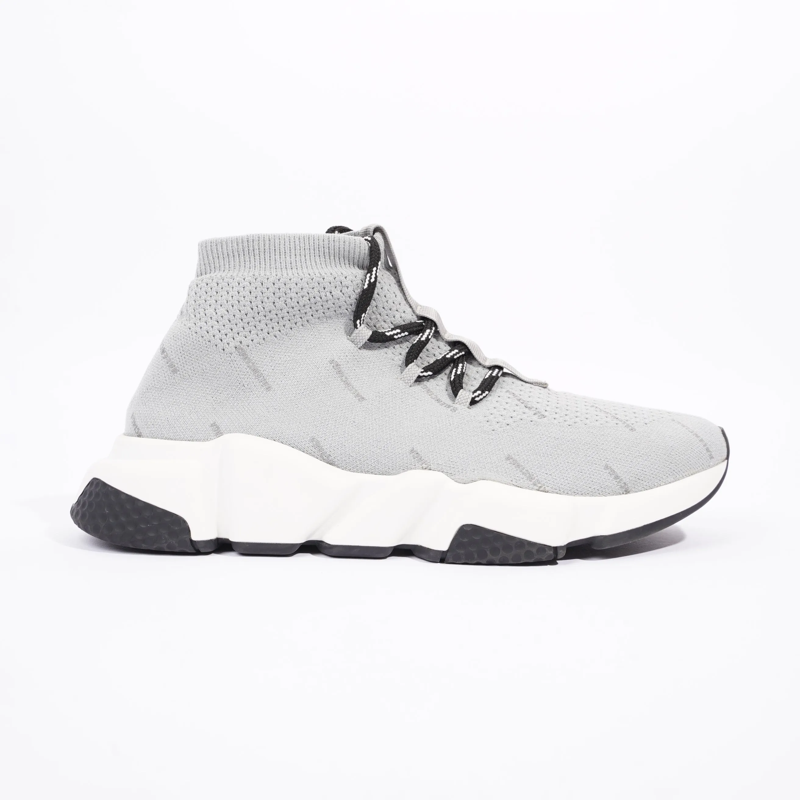 Balenciaga Womens Speed Lace Up Grey Logo All Over EU 38 / UK 5