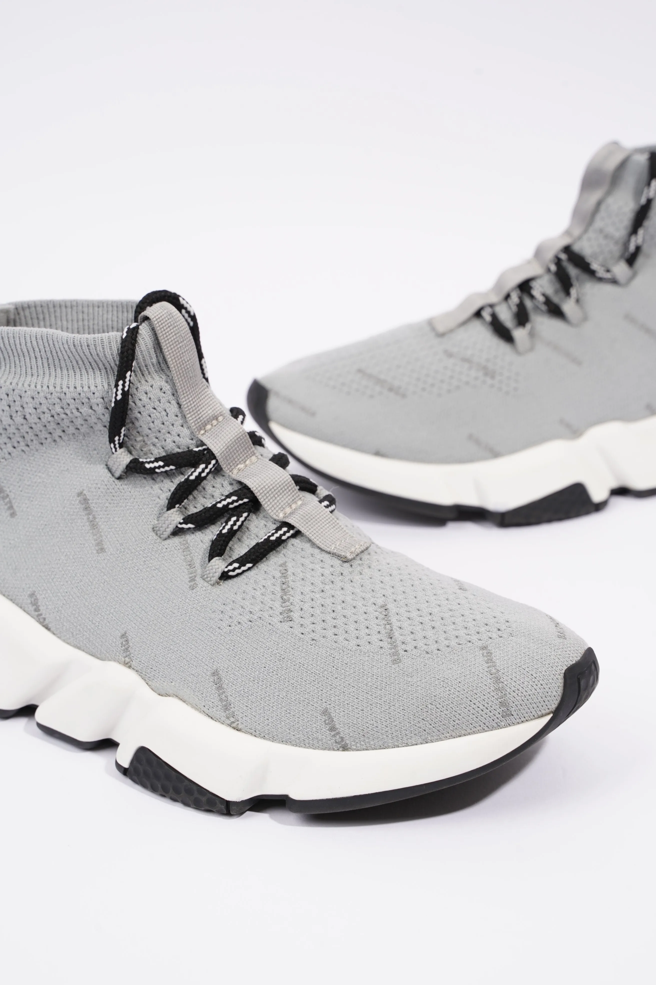 Balenciaga Womens Speed Lace Up Grey Logo All Over EU 38 / UK 5