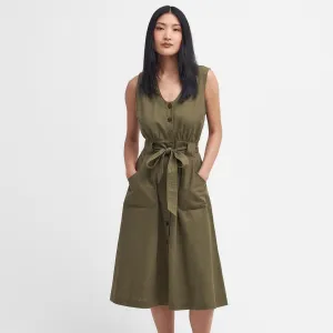 Barbour Rutherglen Sleeveless Midi Dress in Khaki