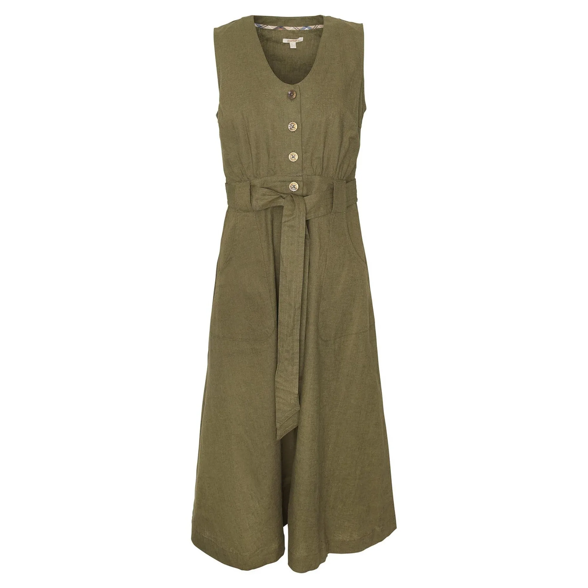 Barbour Rutherglen Sleeveless Midi Dress in Khaki