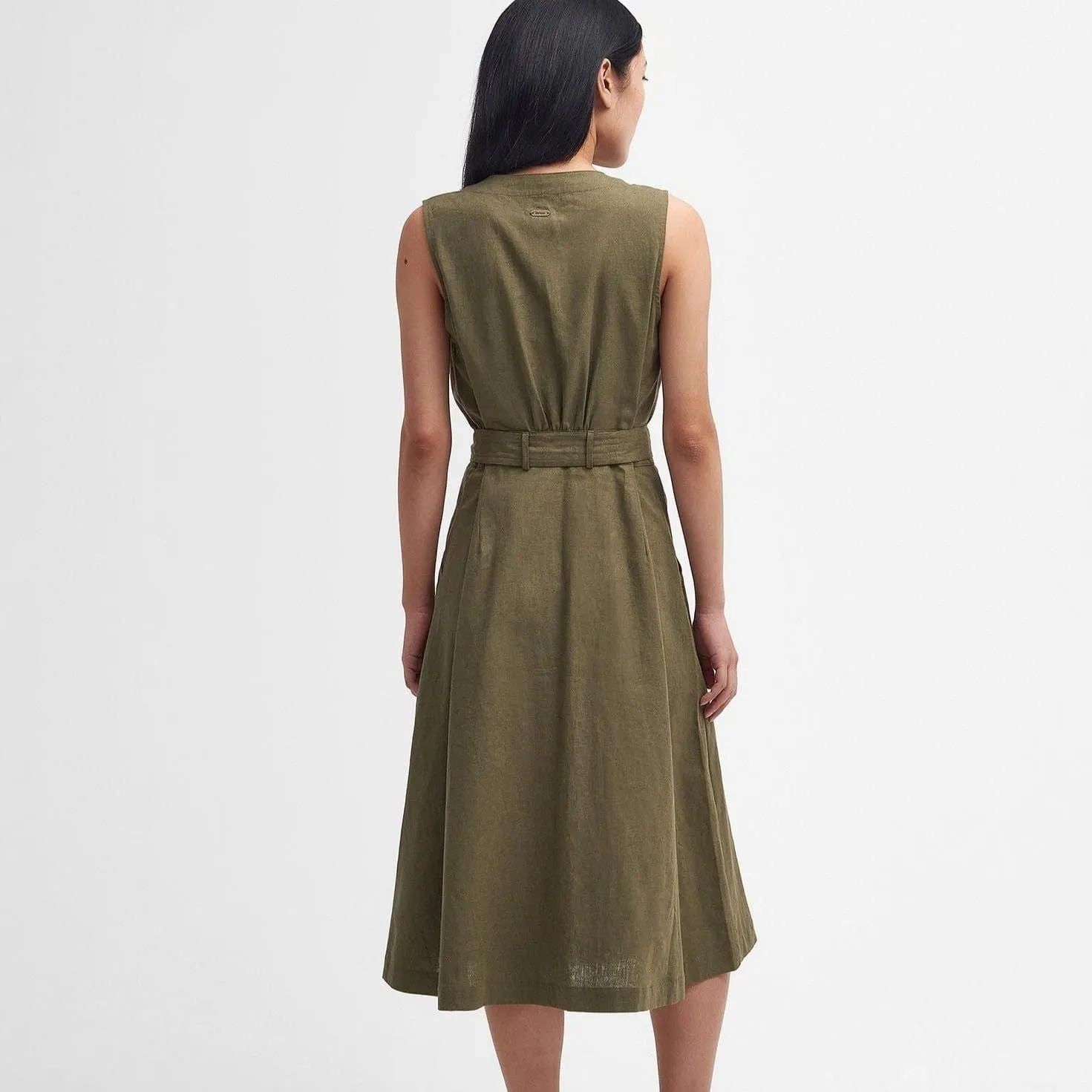 Barbour Rutherglen Sleeveless Midi Dress in Khaki