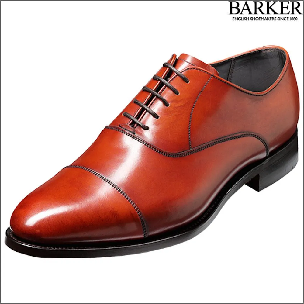 Barker Duxford Rosewood Calf Oxford Toe Cap@