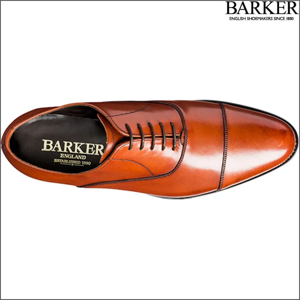Barker Duxford Rosewood Calf Oxford Toe Cap@