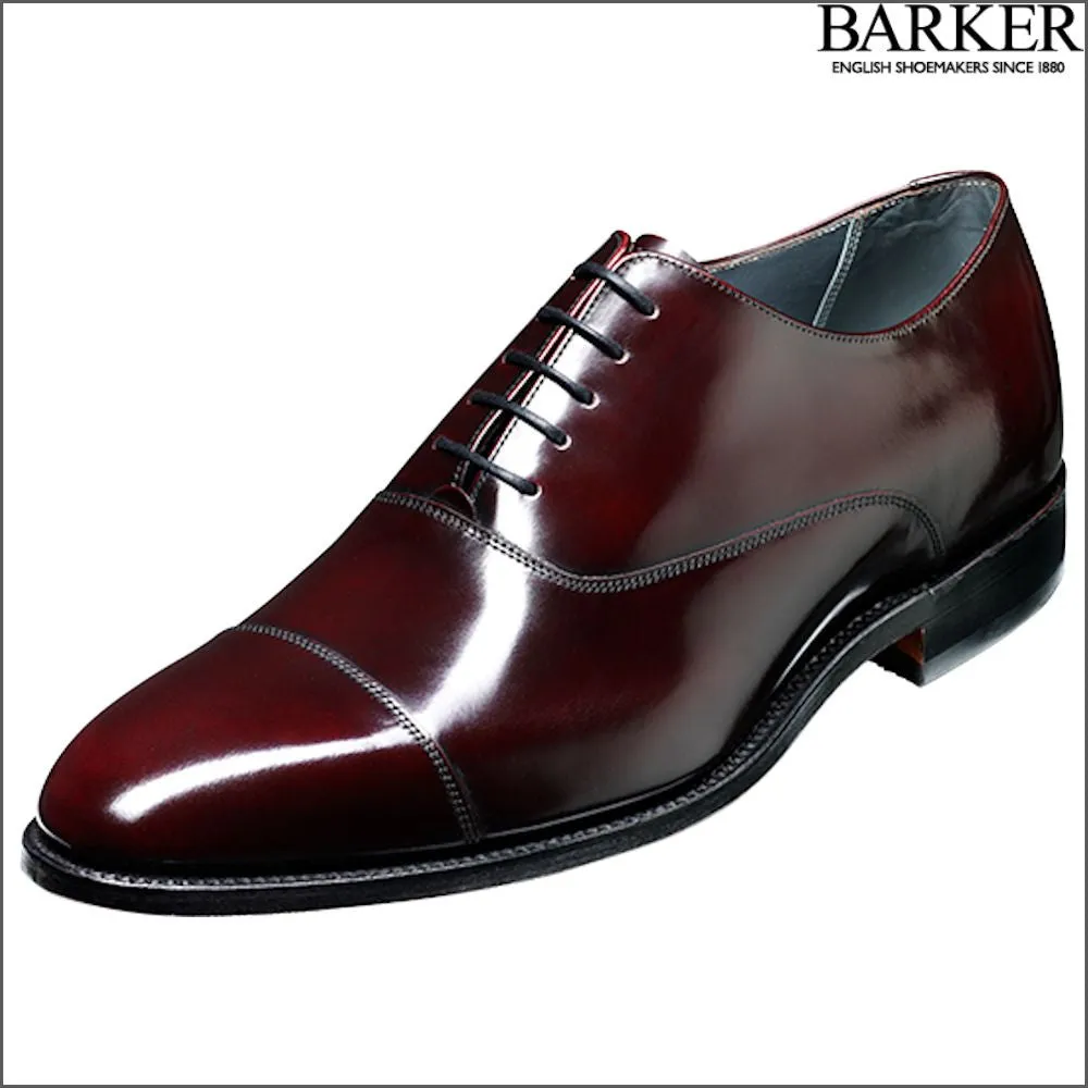 Barker Winsford Burgundy Polish Oxford Toe Cap@
