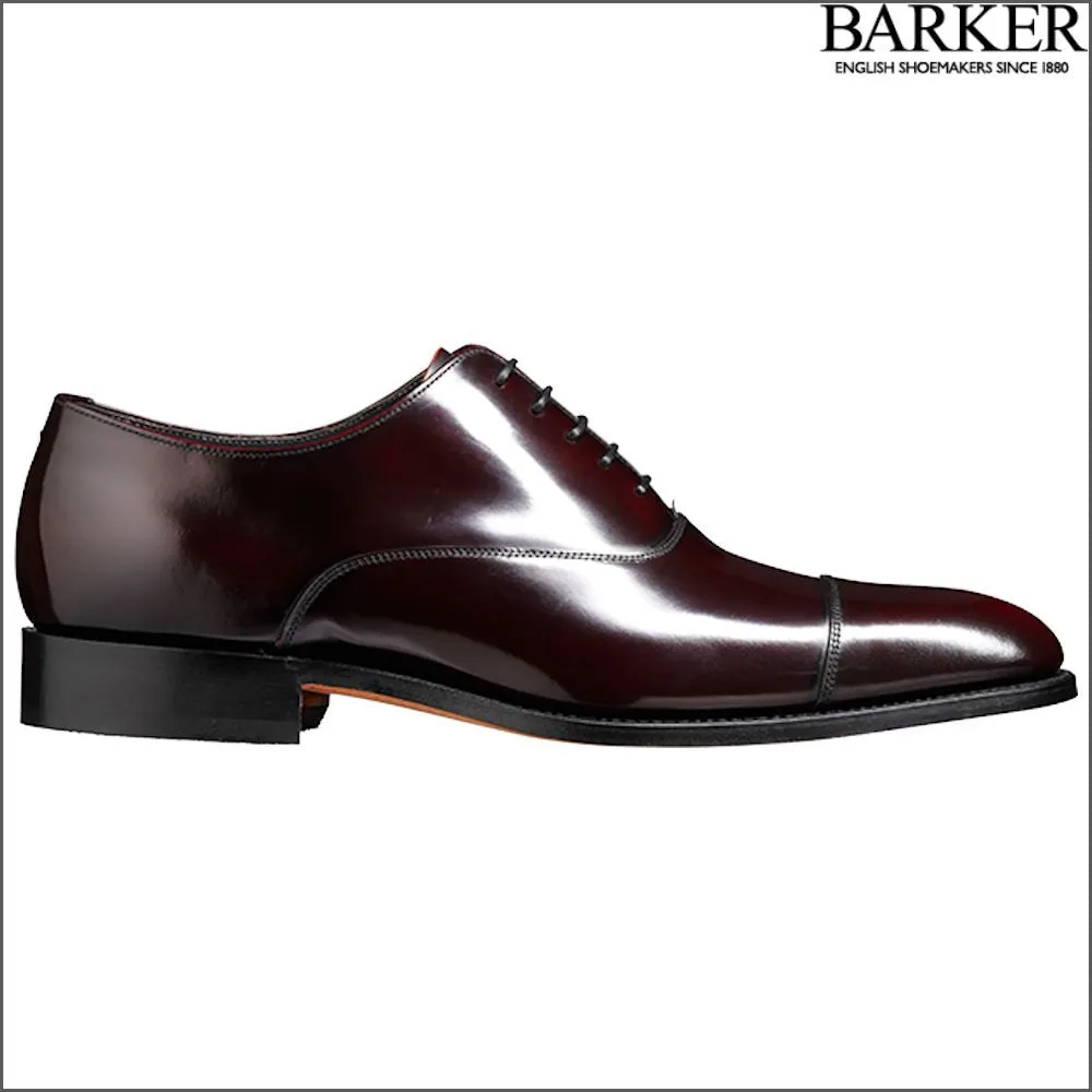 Barker Winsford Burgundy Polish Oxford Toe Cap@