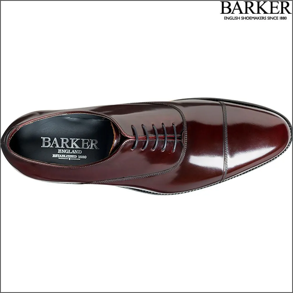 Barker Winsford Burgundy Polish Oxford Toe Cap@