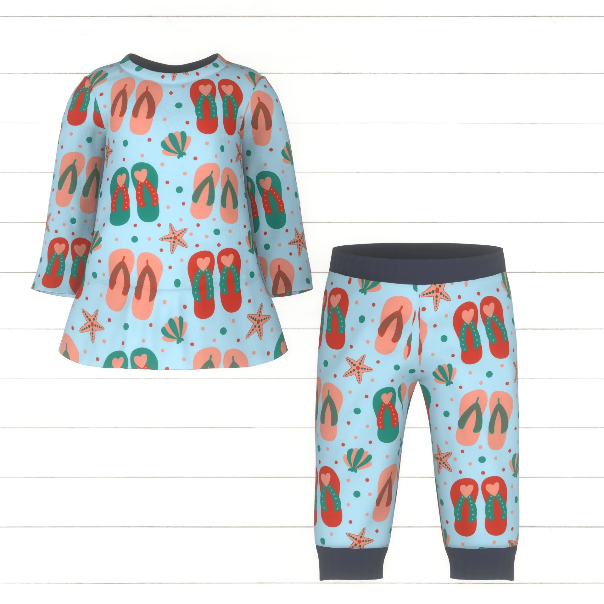 Beach Flip Flop Slippers on Sky Blue