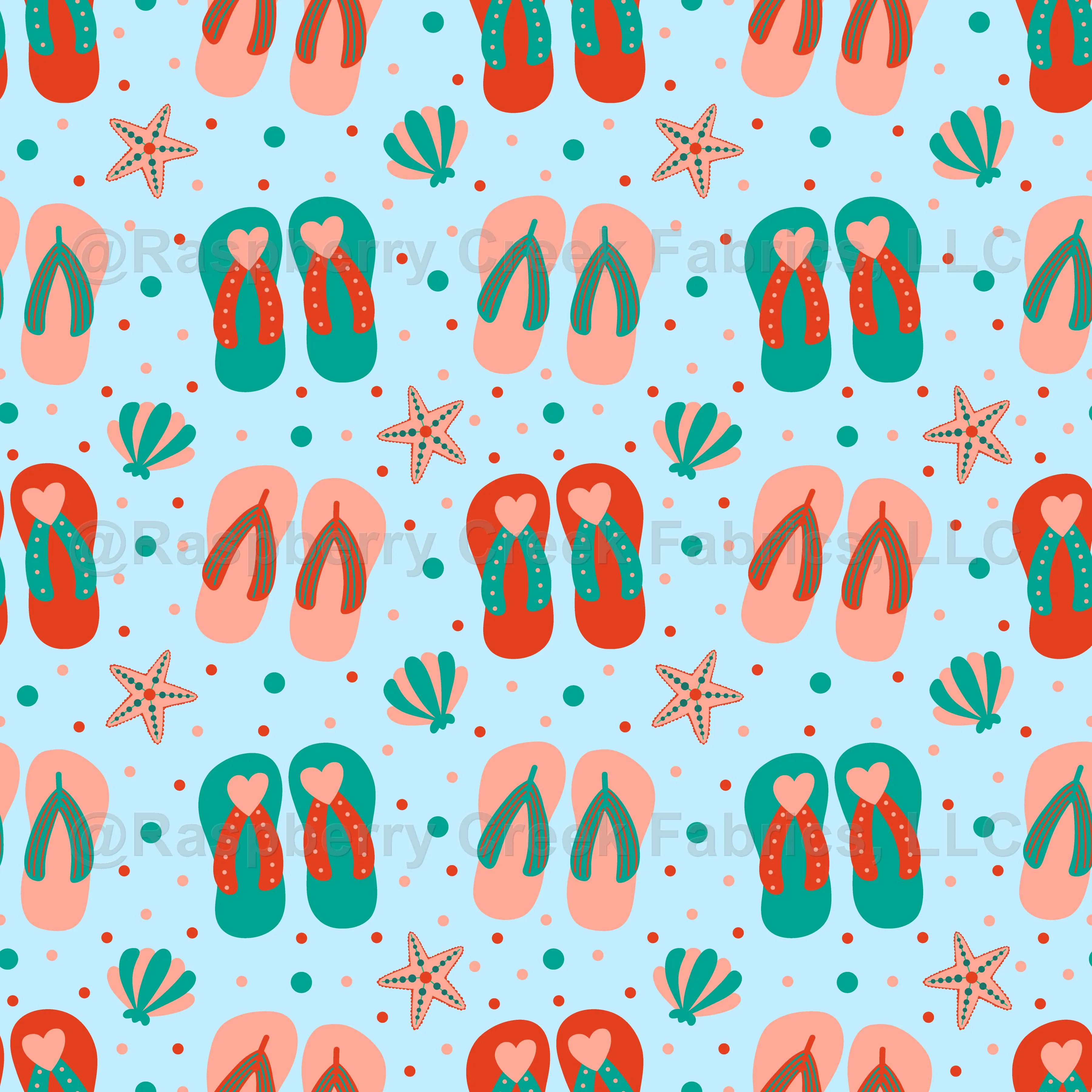 Beach Flip Flop Slippers on Sky Blue