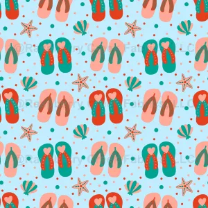 Beach Flip Flop Slippers on Sky Blue