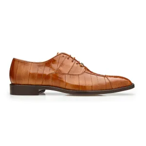 Belvedere Mare 2P7 Shoes Men's Camel Genuine Ostrich & Eel Split-Toe Oxfords (BV2027)