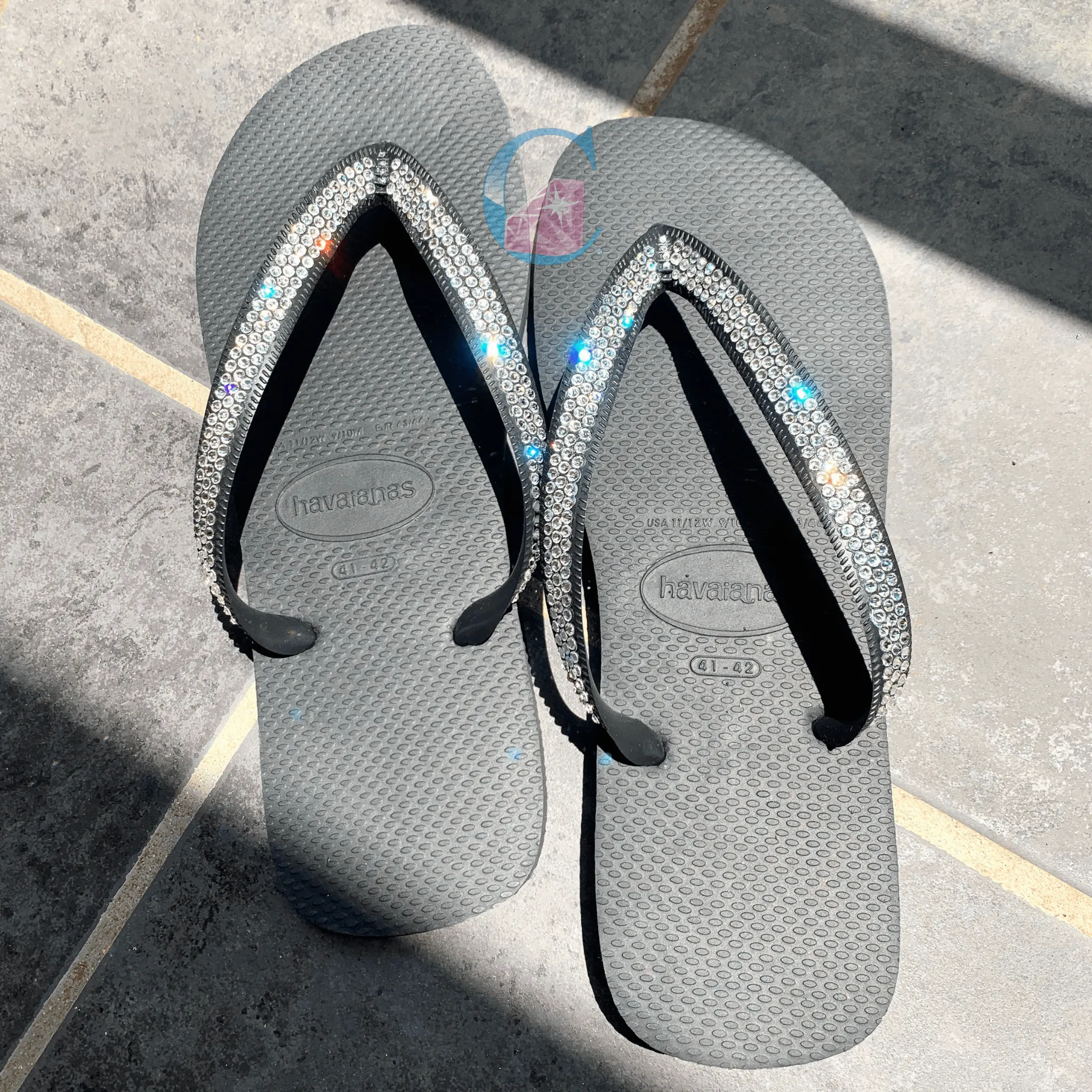 Black Thick Strap Havaianas - 3 Rows *