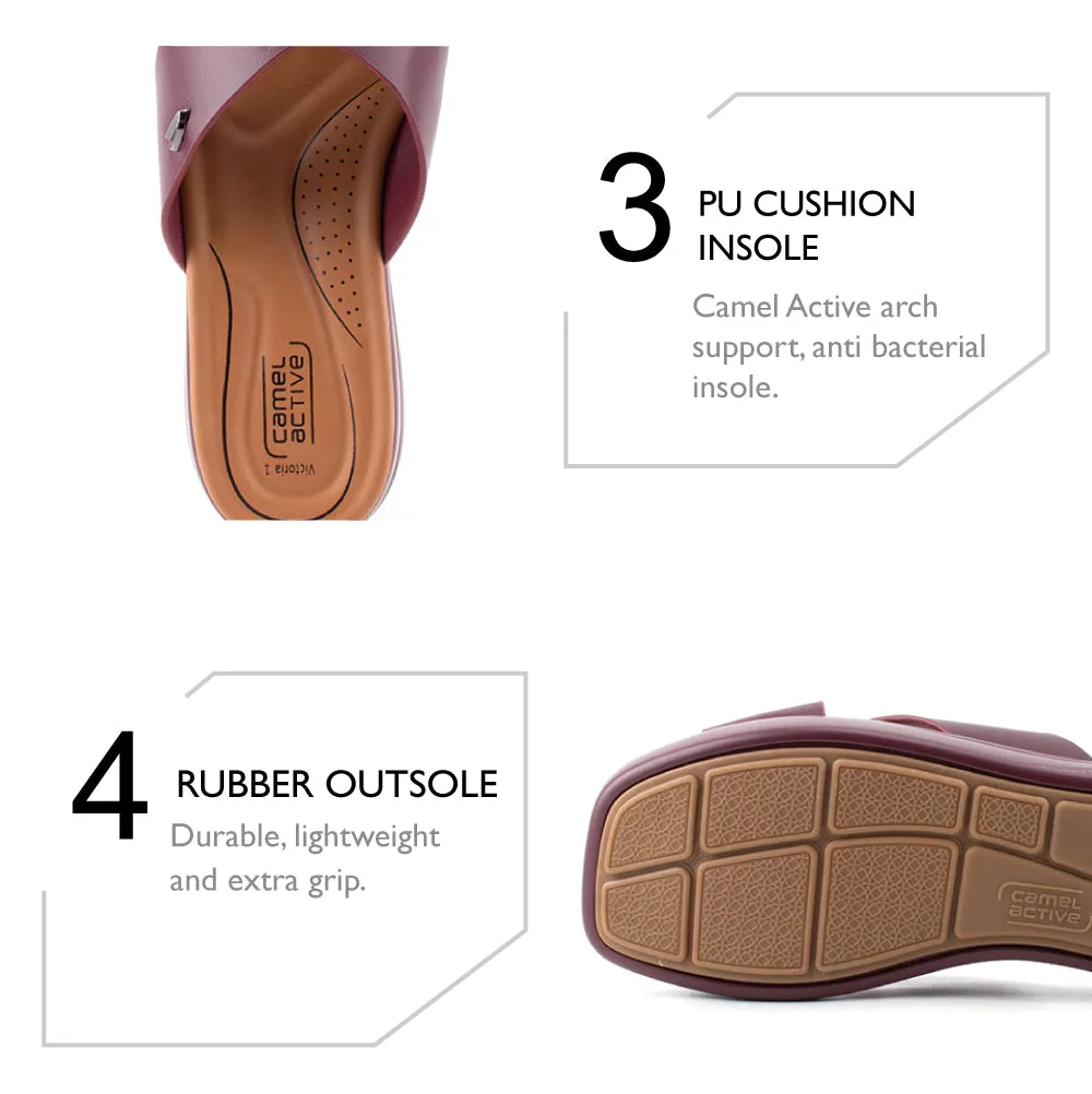 camel active Women Victoria 1 Cross-Strap Sandals -782402-YR01SV-29-MAROON
