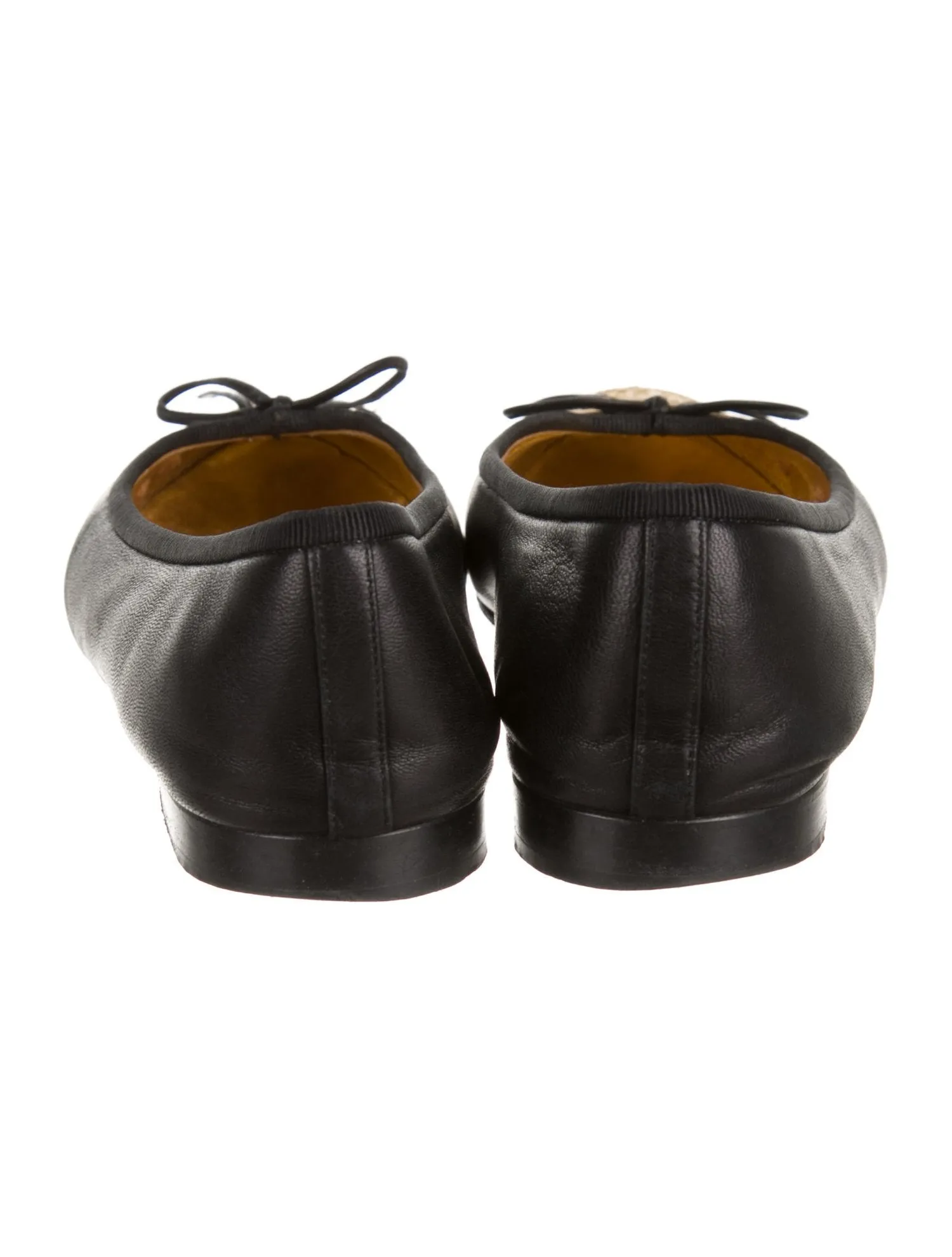 CHANEL LIMITED EDITION CC GOLD BLACK FLATS SHOES Ladies