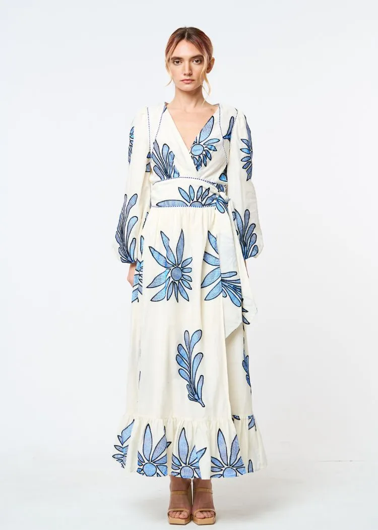 Ciebon Fawn Embroidered Midi Dress- Blue ***FINAL SALE***