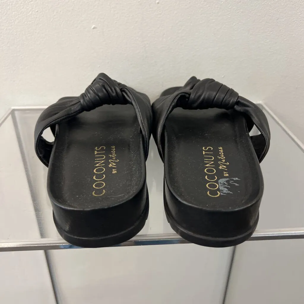 Coconuts Black Double Strap Slip On Sandals 9