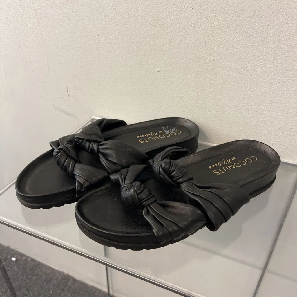 Coconuts Black Double Strap Slip On Sandals 9