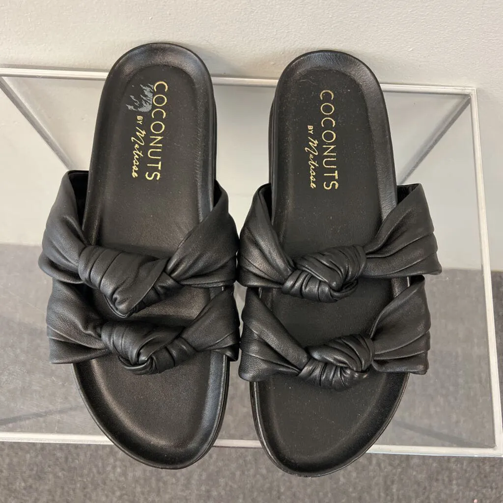 Coconuts Black Double Strap Slip On Sandals 9