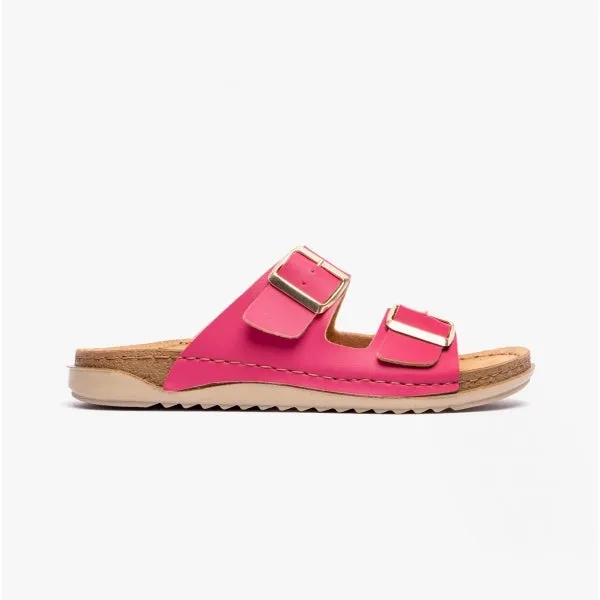 CORTONA Ladies Open-Toe Mule Sandals Raspberry
