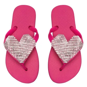 CRYSTAL HEART FLIP FLOP SANDALS