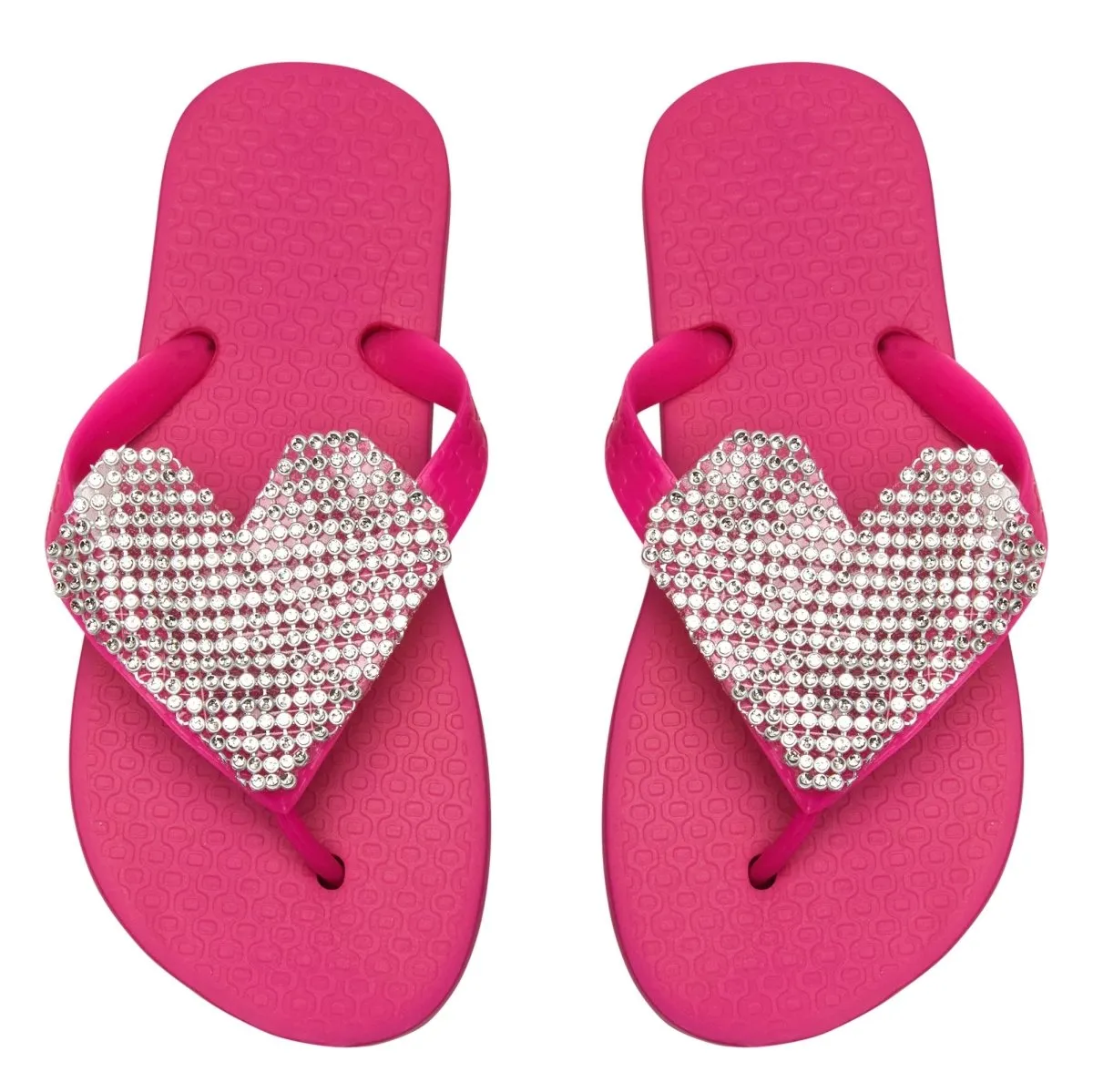 CRYSTAL HEART FLIP FLOP SANDALS