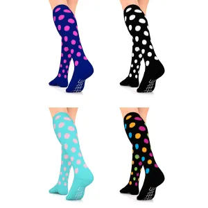 Designer Series Compression Socks 4 Pair Blue with