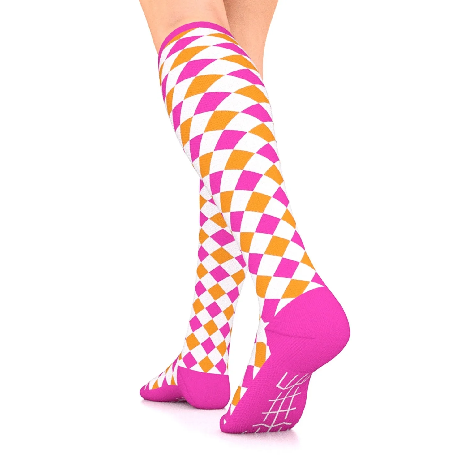 Designer Series Compression Socks White/Pink/Orang