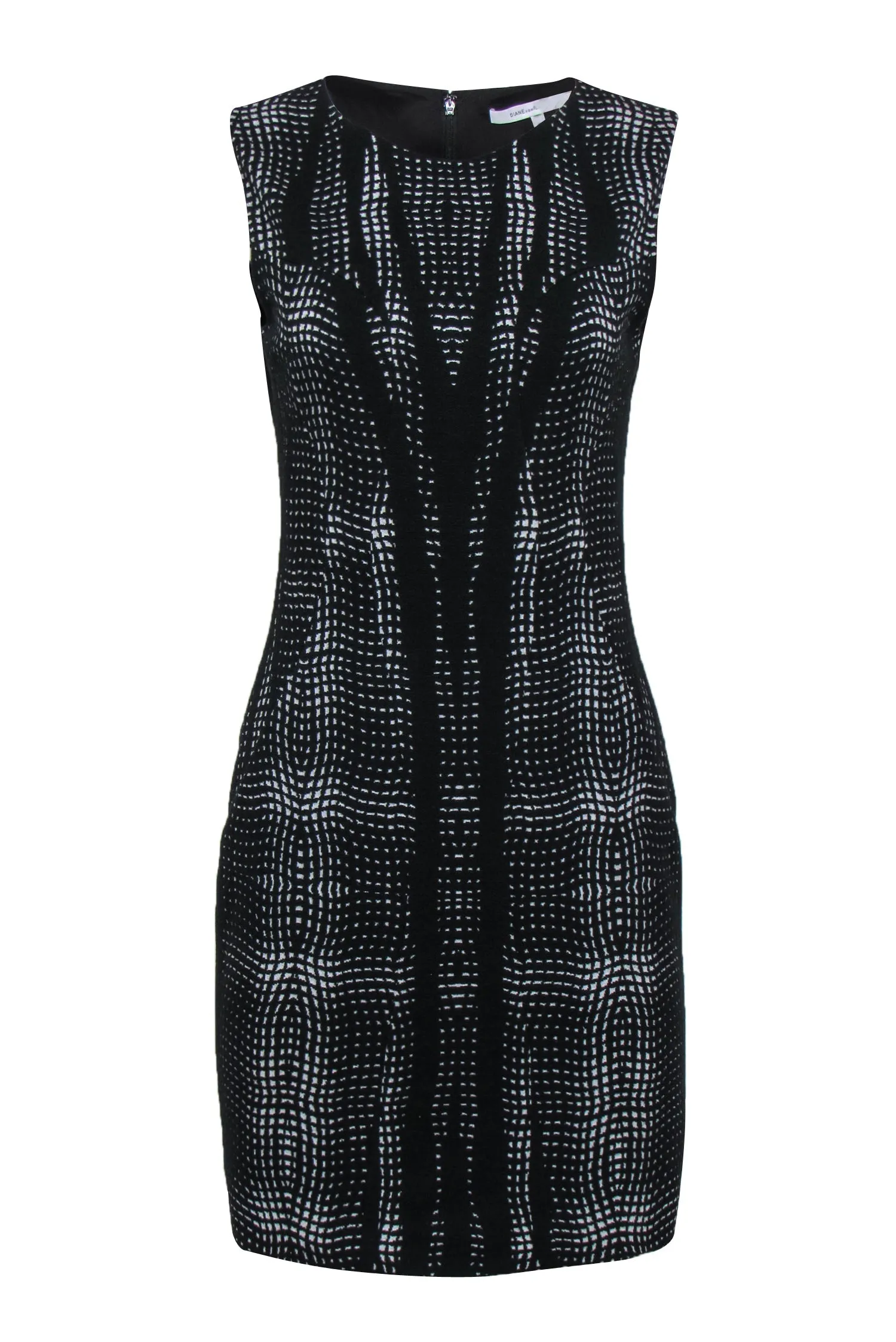 Diane von Furstenberg - Black & White Sleeveless Textured Dress Sz 6