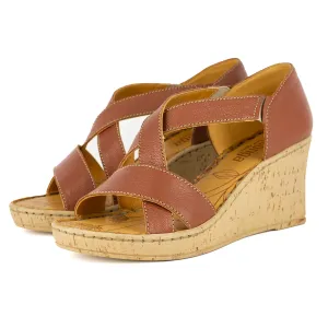Ekundayo : Ladies High-Heeled Leather Sandal in Suede Cayak