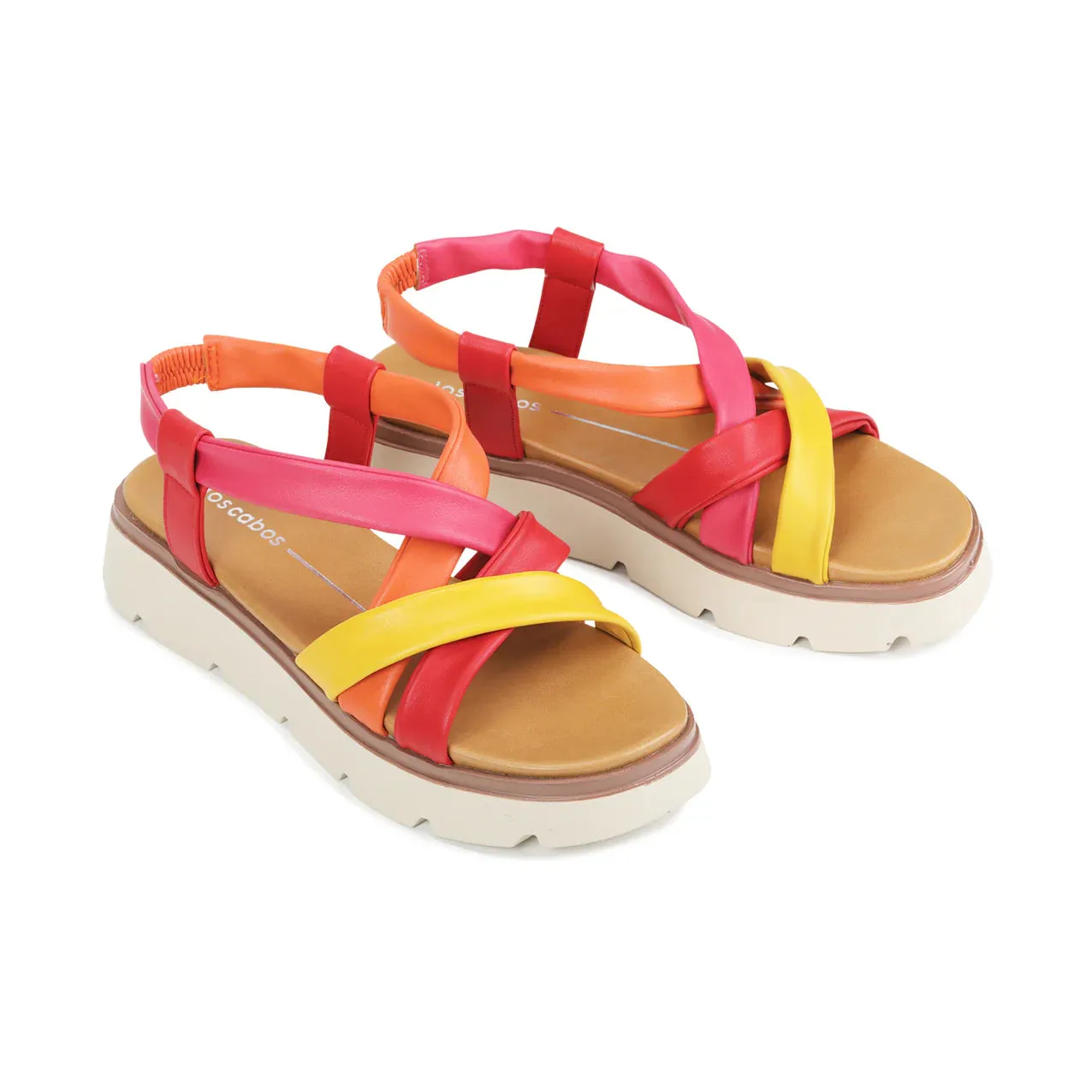 Fettuccine Sandal in Red Multi