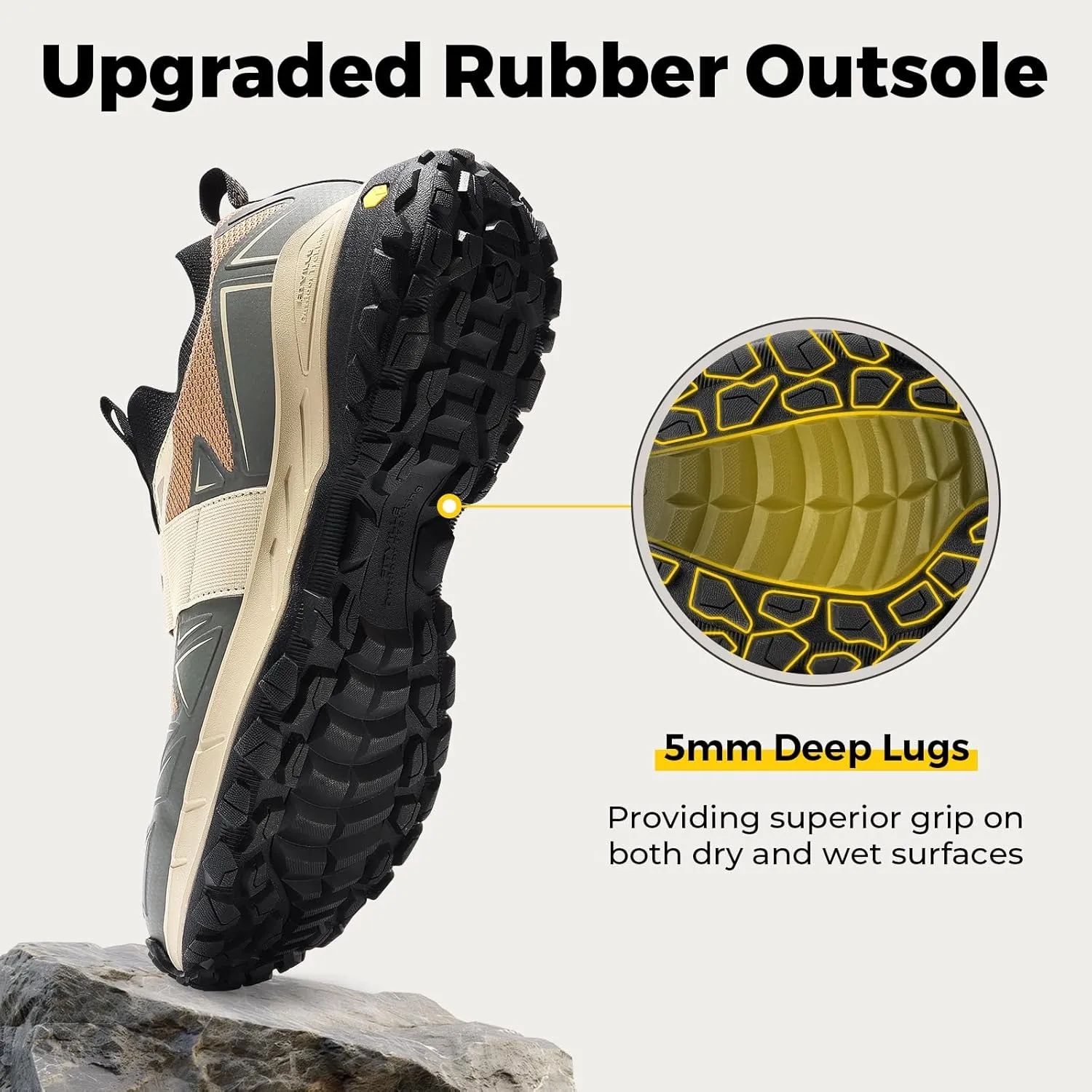 FitVille Men's Extra Wide Slip On Shoes Comfortable Orthopedic Hiking Sneakers with Arch Support Slip Resistant Trekking Walking Shoes for Travel Camping