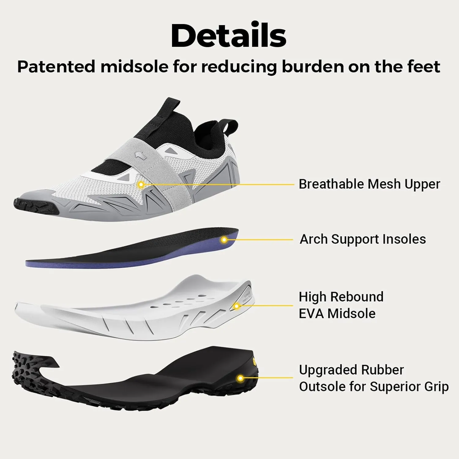 FitVille Men's Extra Wide Slip On Shoes Comfortable Orthopedic Hiking Sneakers with Arch Support Slip Resistant Trekking Walking Shoes for Travel Camping