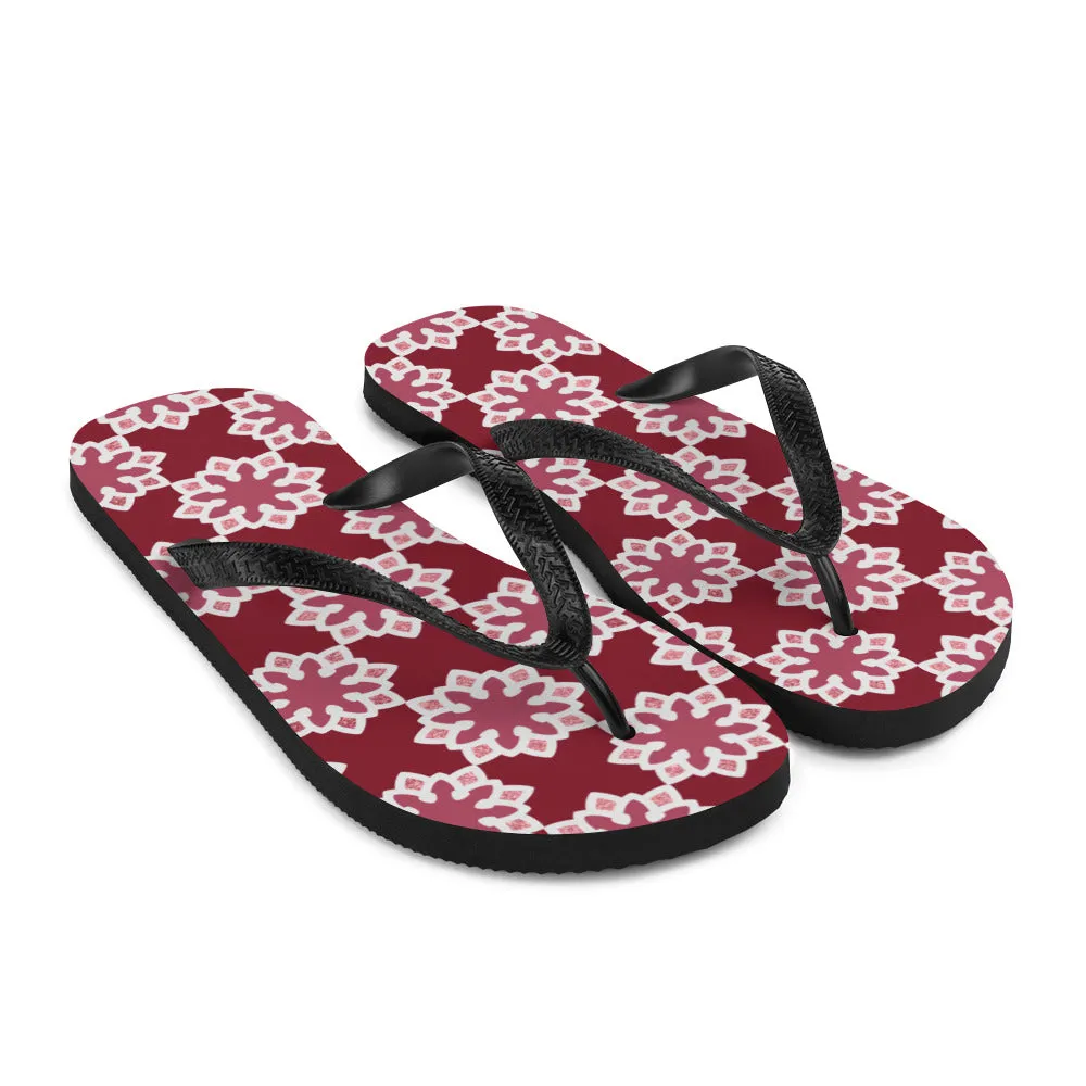 Flip-Flops - Arabesque Flower in Rouge