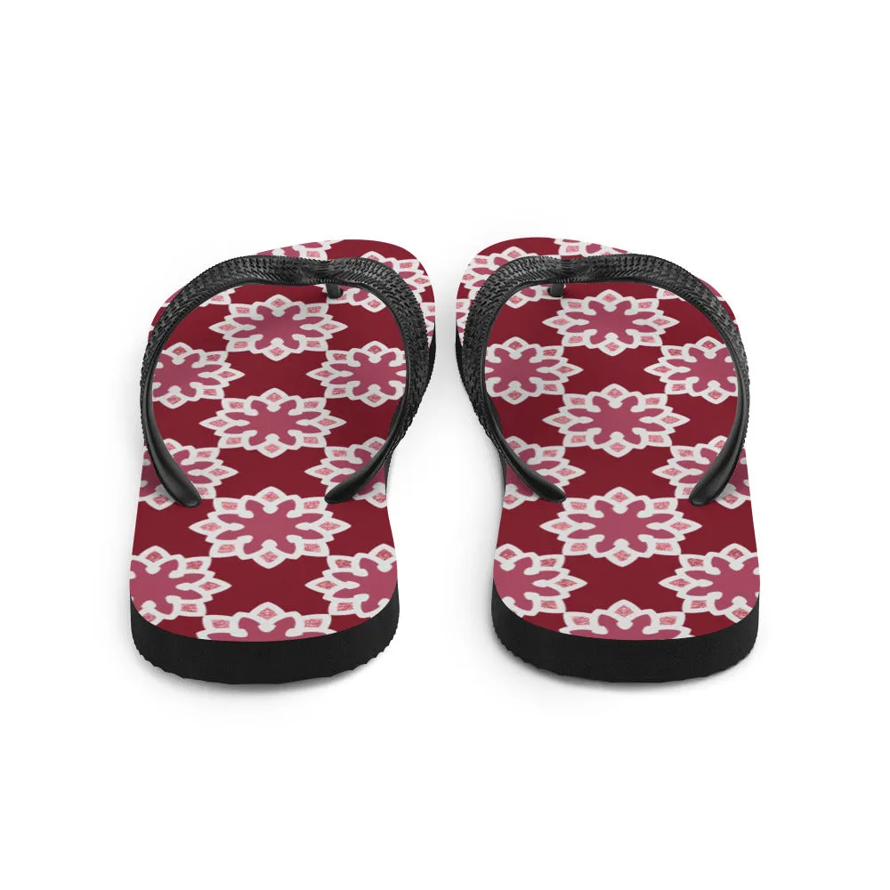 Flip-Flops - Arabesque Flower in Rouge