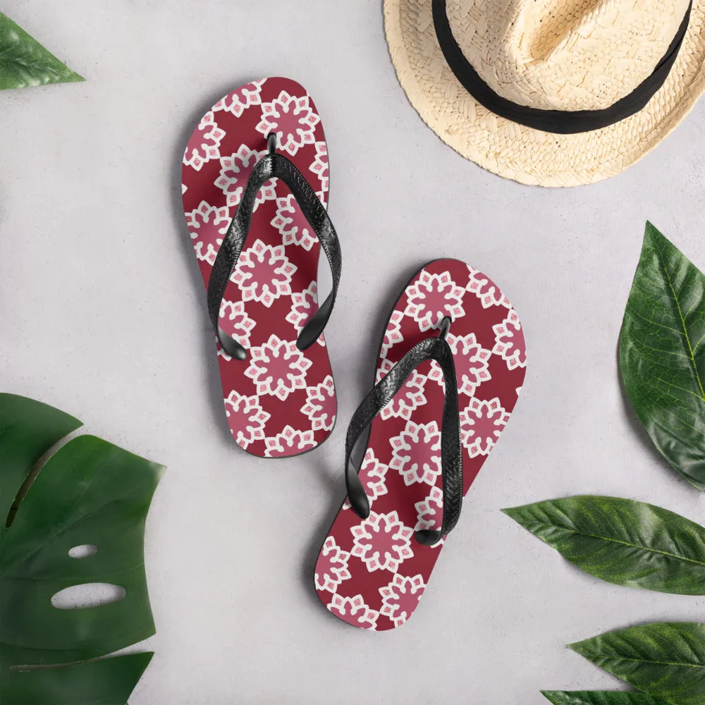 Flip-Flops - Arabesque Flower in Rouge