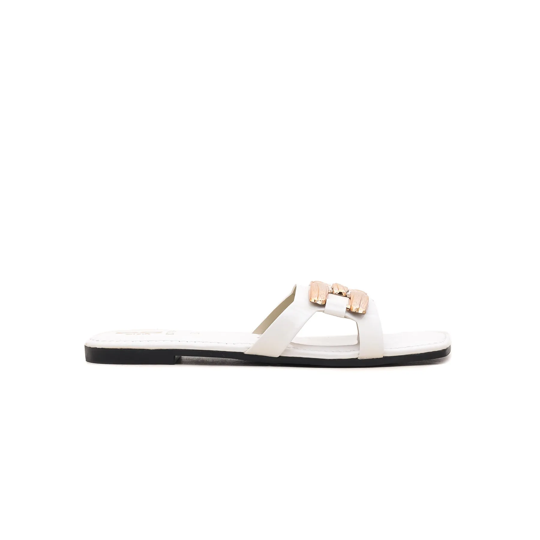 Girls White Casual Chappal KD7424