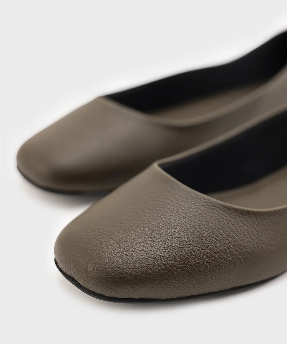Green Faux Leather Pumps