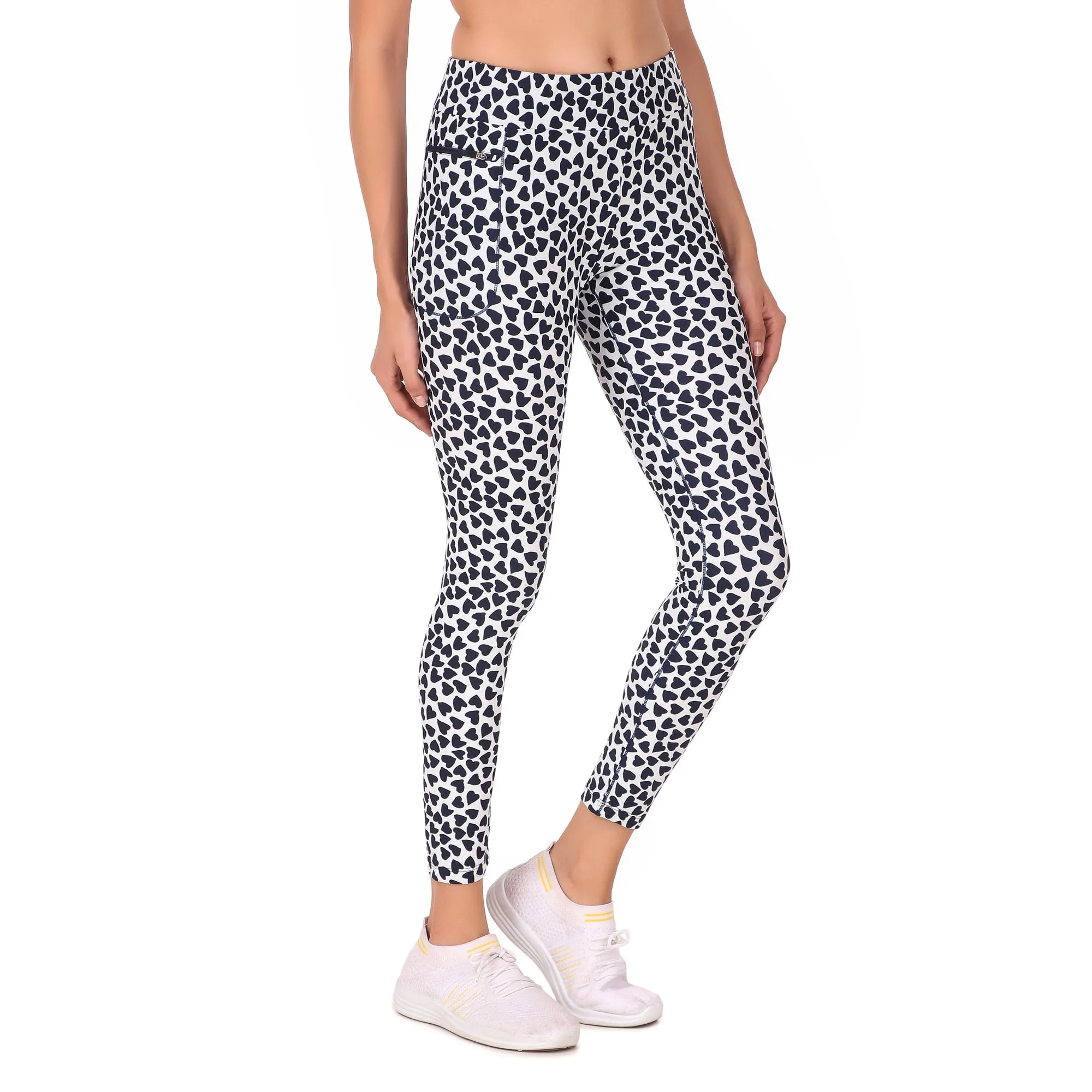 Gym Yoga Running Legging For Women Zip Pocket (Hearts)
