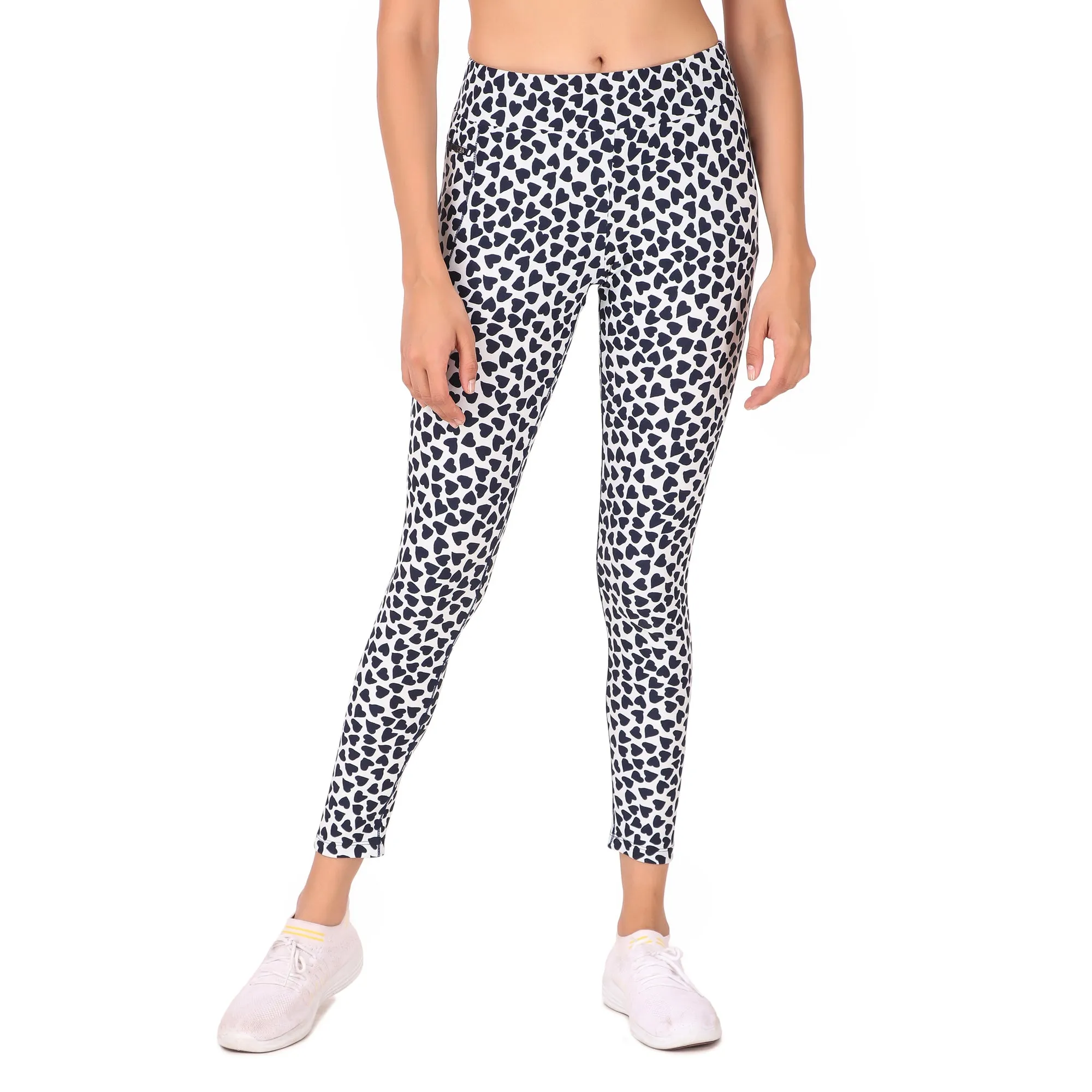 Gym Yoga Running Legging For Women Zip Pocket (Hearts)