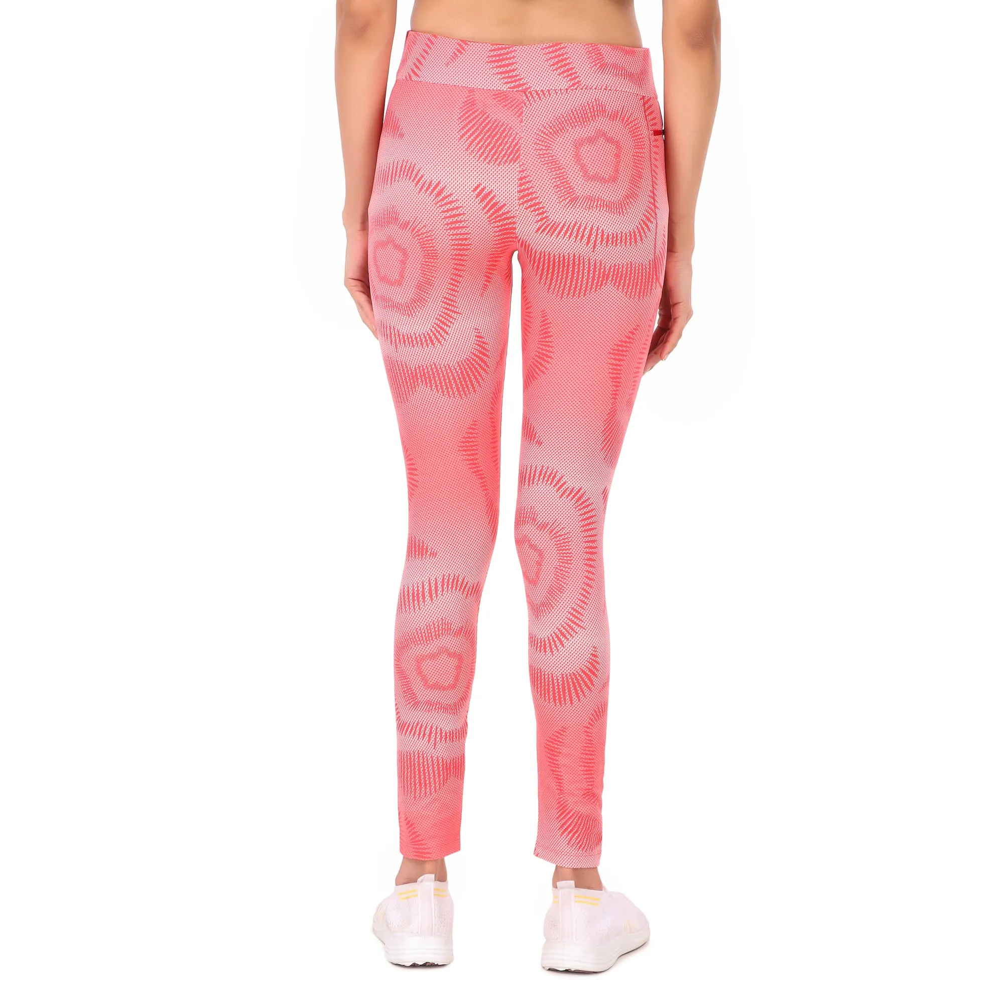 Gym Yoga Running Legging For Women Zip Pocket (Red Floral)